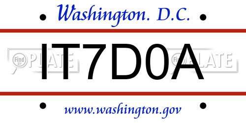 IT7D0A District Of Columbia License Plate