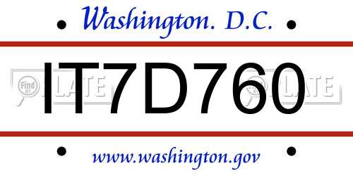 IT7D760 District Of Columbia License Plate