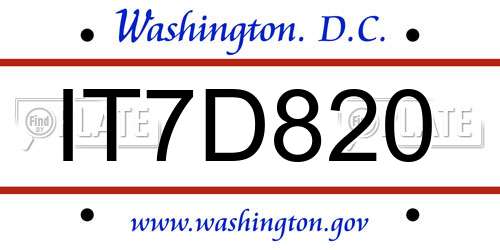 IT7D820 District Of Columbia License Plate