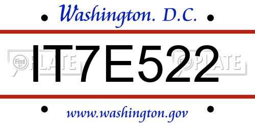 IT7E522 District Of Columbia License Plate
