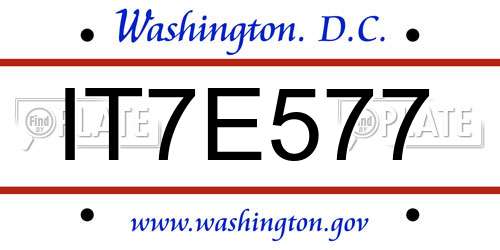 IT7E577 District Of Columbia License Plate