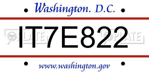 IT7E822 District Of Columbia License Plate