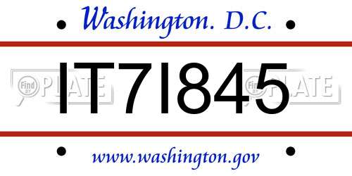 IT7I845 District Of Columbia License Plate