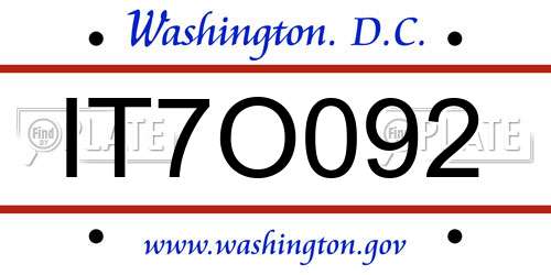 IT7O092 District Of Columbia License Plate
