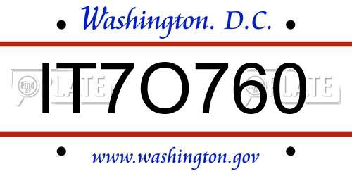 IT7O760 District Of Columbia License Plate