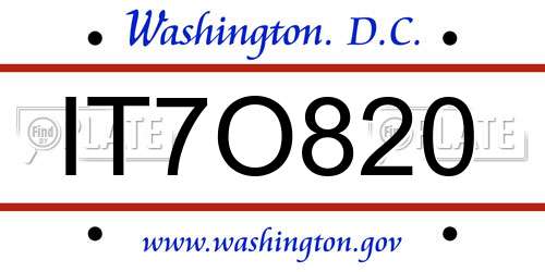IT7O820 District Of Columbia License Plate