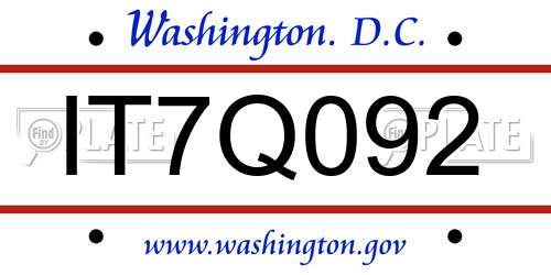 IT7Q092 District Of Columbia License Plate