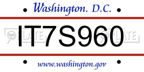 IT7S960 District Of Columbia License Plate