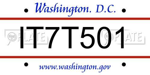 IT7T501 District Of Columbia License Plate