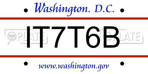 IT7T6B District Of Columbia License Plate