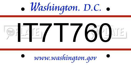 IT7T760 District Of Columbia License Plate