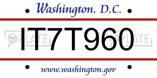 IT7T960 District Of Columbia License Plate