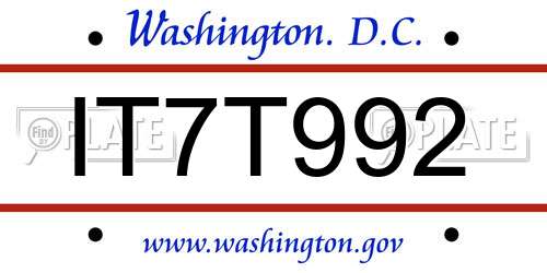 IT7T992 District Of Columbia License Plate