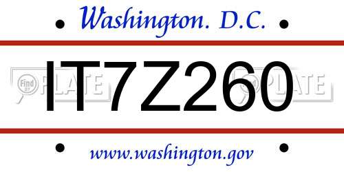 IT7Z260 District Of Columbia License Plate