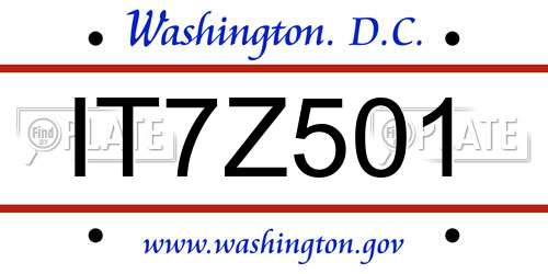 IT7Z501 District Of Columbia License Plate