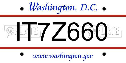 IT7Z660 District Of Columbia License Plate