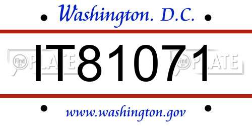 IT81071 District Of Columbia License Plate