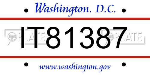 IT81387 District Of Columbia License Plate