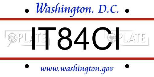 IT84CI District Of Columbia License Plate