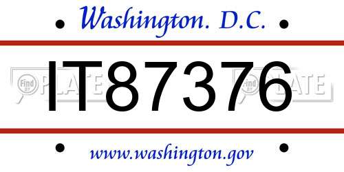 IT87376 District Of Columbia License Plate