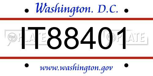 IT88401 District Of Columbia License Plate