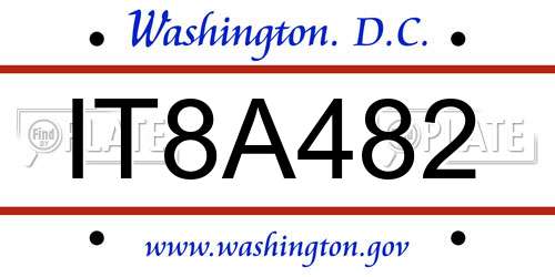 IT8A482 District Of Columbia License Plate