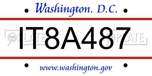 IT8A487 District Of Columbia License Plate
