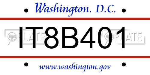 IT8B401 District Of Columbia License Plate
