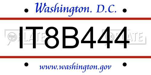 IT8B444 District Of Columbia License Plate