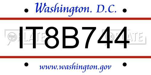 IT8B744 District Of Columbia License Plate
