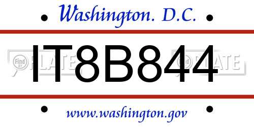 IT8B844 District Of Columbia License Plate