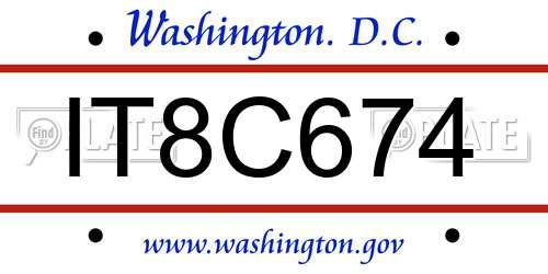 IT8C674 District Of Columbia License Plate