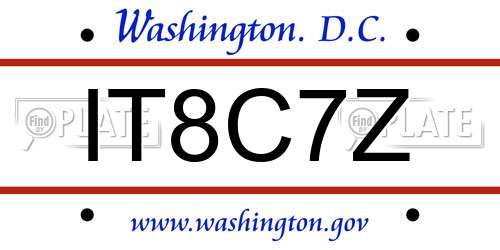 IT8C7Z District Of Columbia License Plate