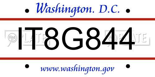 IT8G844 District Of Columbia License Plate