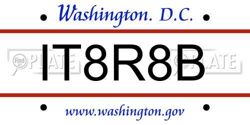 IT8R8B District Of Columbia License Plate