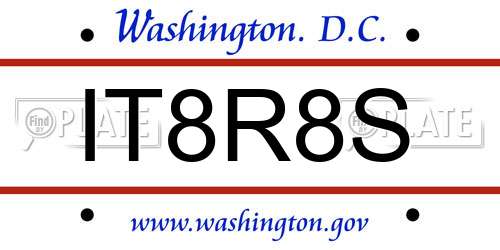 IT8R8S District Of Columbia License Plate