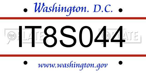IT8S044 District Of Columbia License Plate