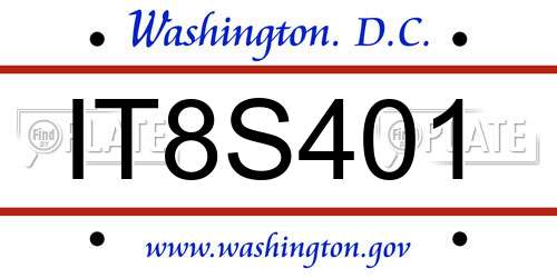IT8S401 District Of Columbia License Plate