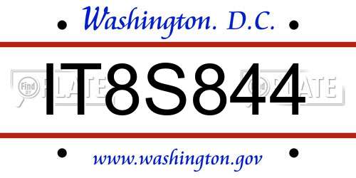 IT8S844 District Of Columbia License Plate