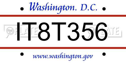 IT8T356 District Of Columbia License Plate
