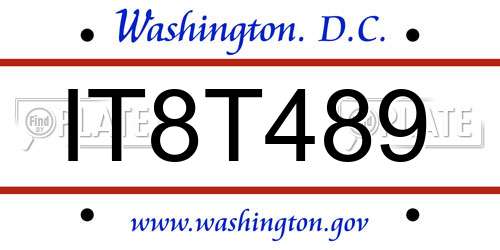 IT8T489 District Of Columbia License Plate