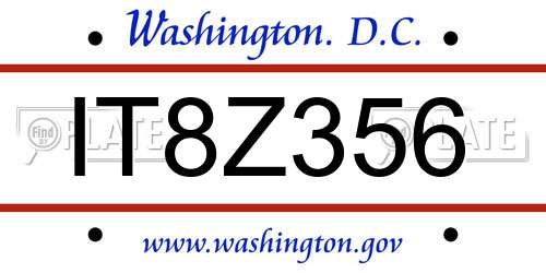 IT8Z356 District Of Columbia License Plate