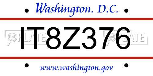 IT8Z376 District Of Columbia License Plate