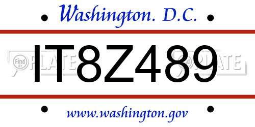 IT8Z489 District Of Columbia License Plate