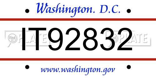 IT92832 District Of Columbia License Plate