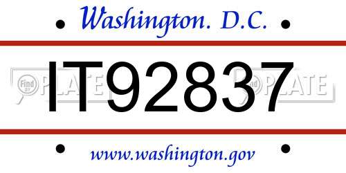 IT92837 District Of Columbia License Plate
