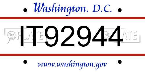 IT92944 District Of Columbia License Plate