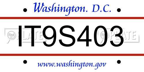 IT9S403 District Of Columbia License Plate