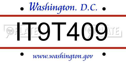IT9T409 District Of Columbia License Plate