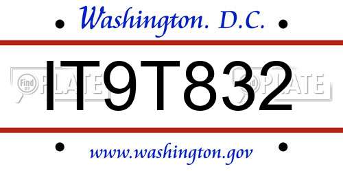 IT9T832 District Of Columbia License Plate